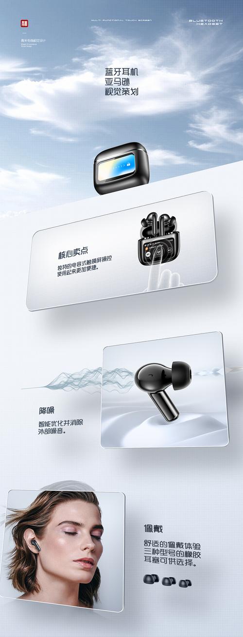 亚马逊视觉案例【可触控&mdash;&mdash;蓝牙耳机】产品三维渲染
